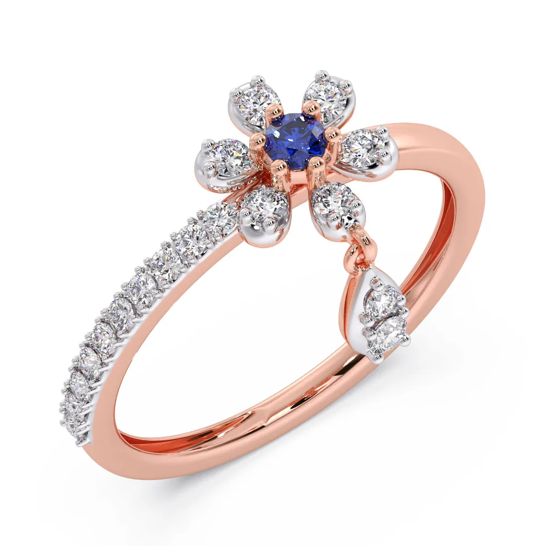 Petite Flower Diamond And Gemstone Ring