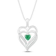 Heart Diamond Emerald Necklace